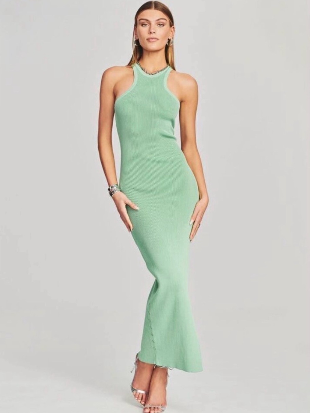 SER.O.YA Mint Green Ribbed Tank Maxi Dress - Picture 3 of 6